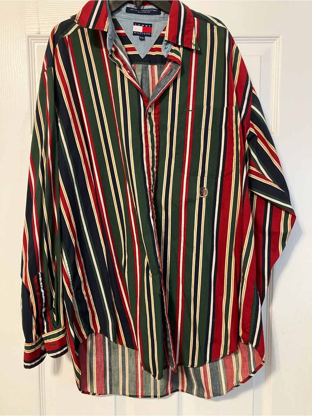 Vintage Tommy Hilfiger Striped Button-Front Shirt Mens Size Medium